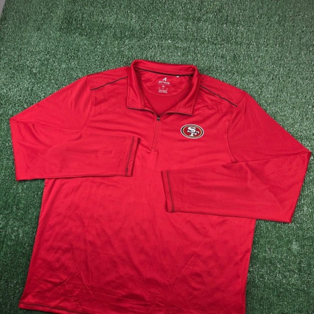 Antigua San Francisco 49ers Mens‎ XL Red Quarter Zip Pullover NFL Jacket